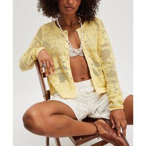 Free People Yellow Lace Long Sleeve Top